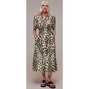 Whistles Painted Leopard Shirt Dress Size 8 / NWOT